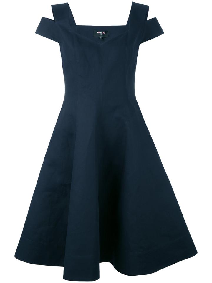 Paule Ka Split Shoulder Dress, Women's, Size: 40, Blue, Cotton/cupro