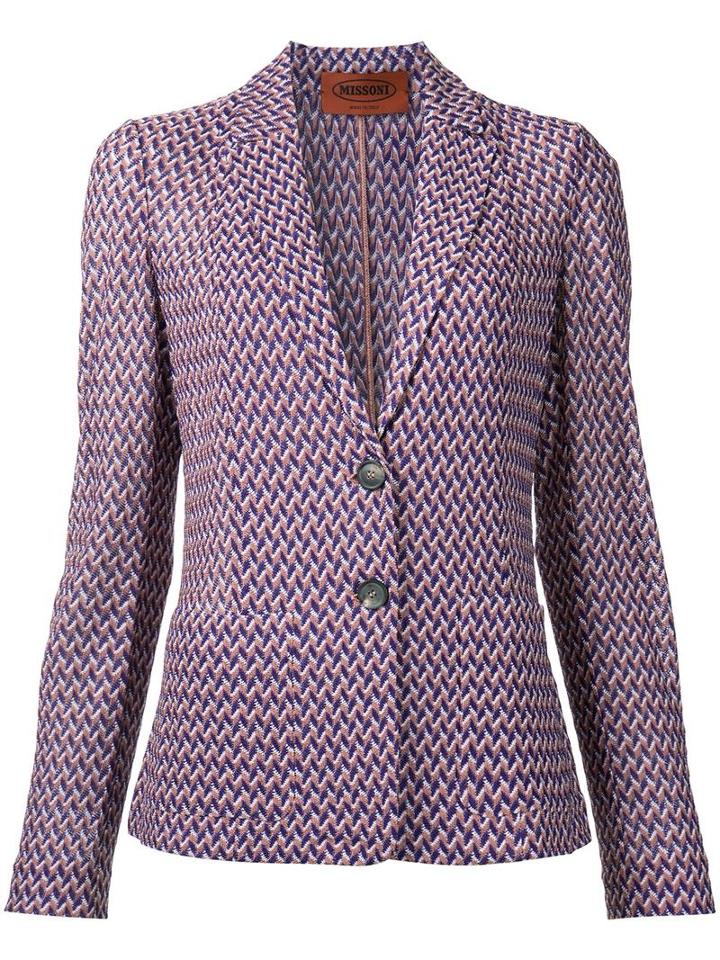 Missoni Zig-zag Pattern Blazer, Women's, Size: 46, Cotton/viscose