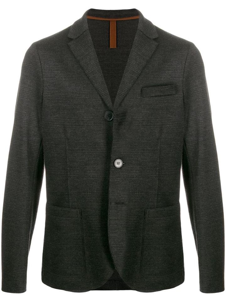 Harris Wharf London Tonal Plaid Pattern Blazer - Grey
