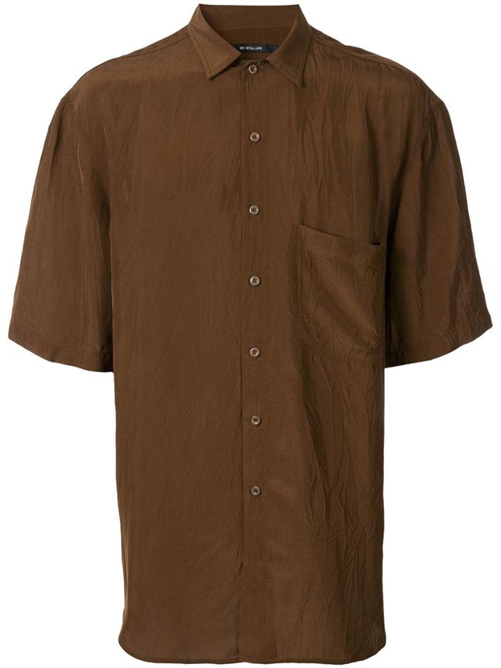 Song For The Mute Oversized Classic Collar Shirt - Brown