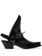 R13 Black 25 Backless Leather Cowboy Boots