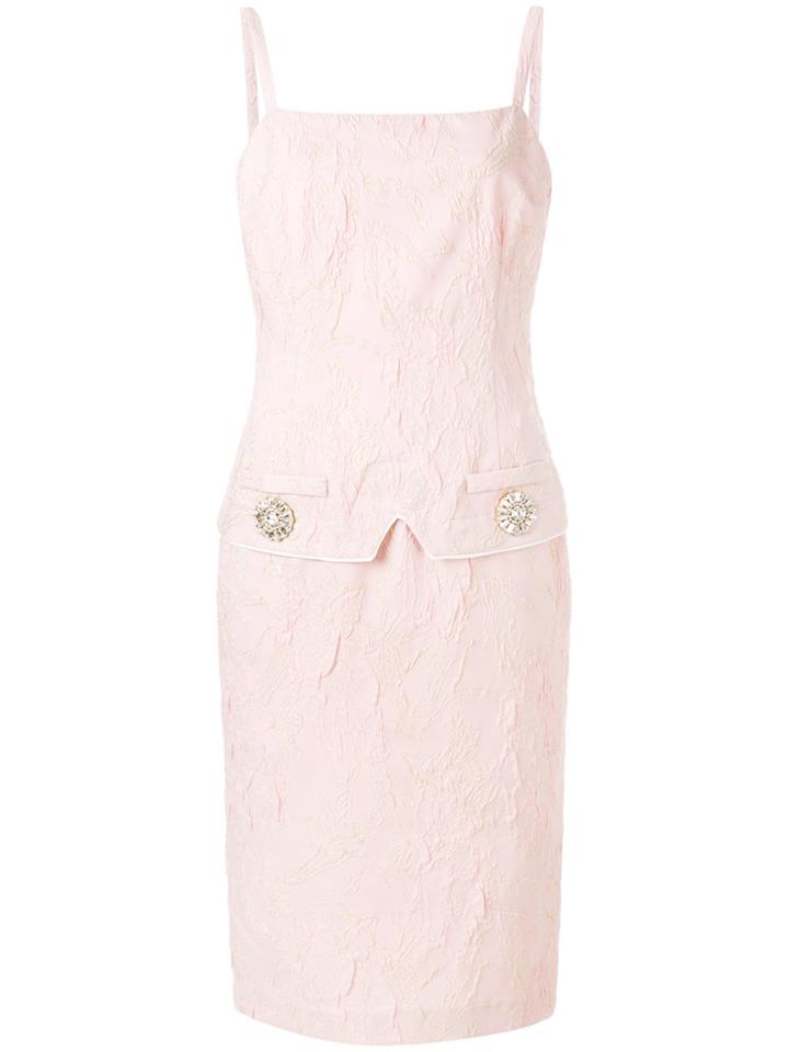 Cavalli Class Fitted Brooch Dress - Pink & Purple