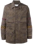 Fashion Clinic Timeless Embroidered Sleeve Field Jacket, Men's, Size: 48, Green, Cotton/spandex/elastane/metal