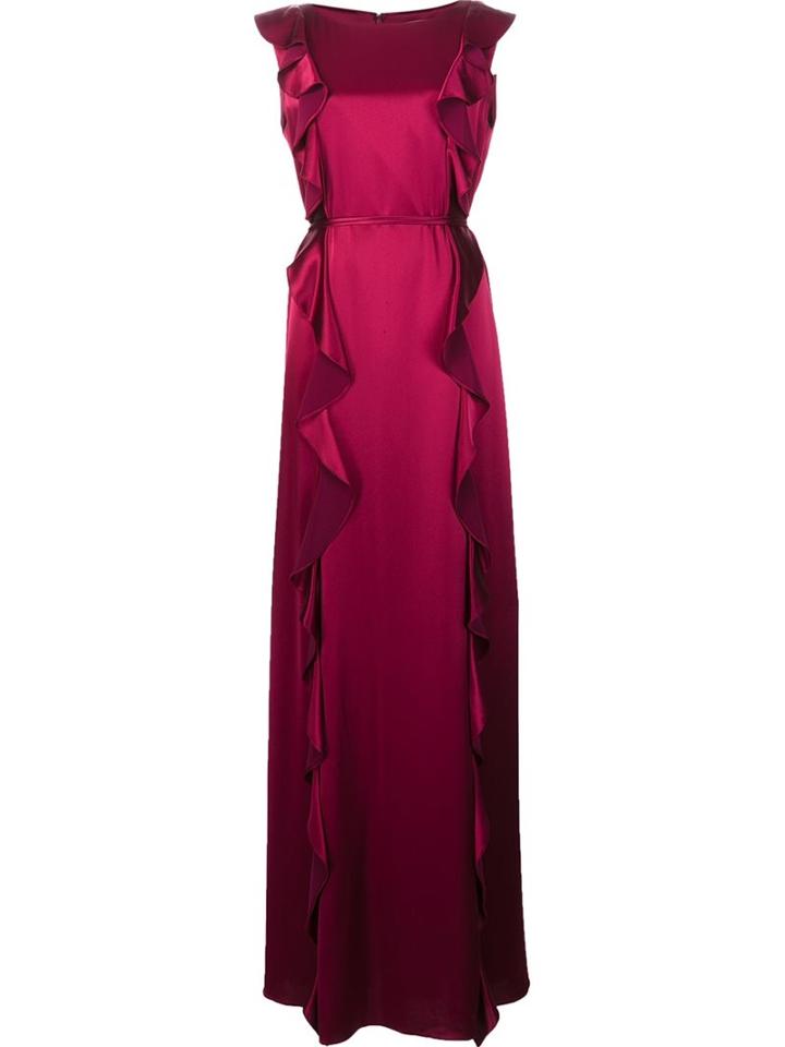 Zac Zac Posen Ruffled Gown, Women's, Size: 10, Pink/purple, Polyester/triacetate