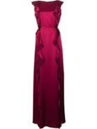 Zac Zac Posen Ruffled Gown, Women's, Size: 10, Pink/purple, Polyester/triacetate