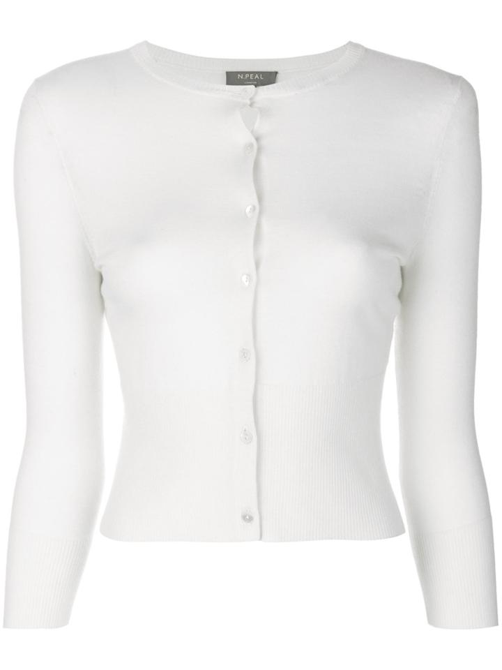 N.peal Superfine Cropped Cardigan - White