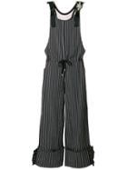 Isabelle Blanche Embellished Striped Jumpsuit - Black