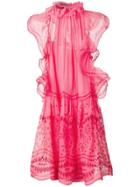 Alberta Ferretti Embroidered Flared Dress - Pink