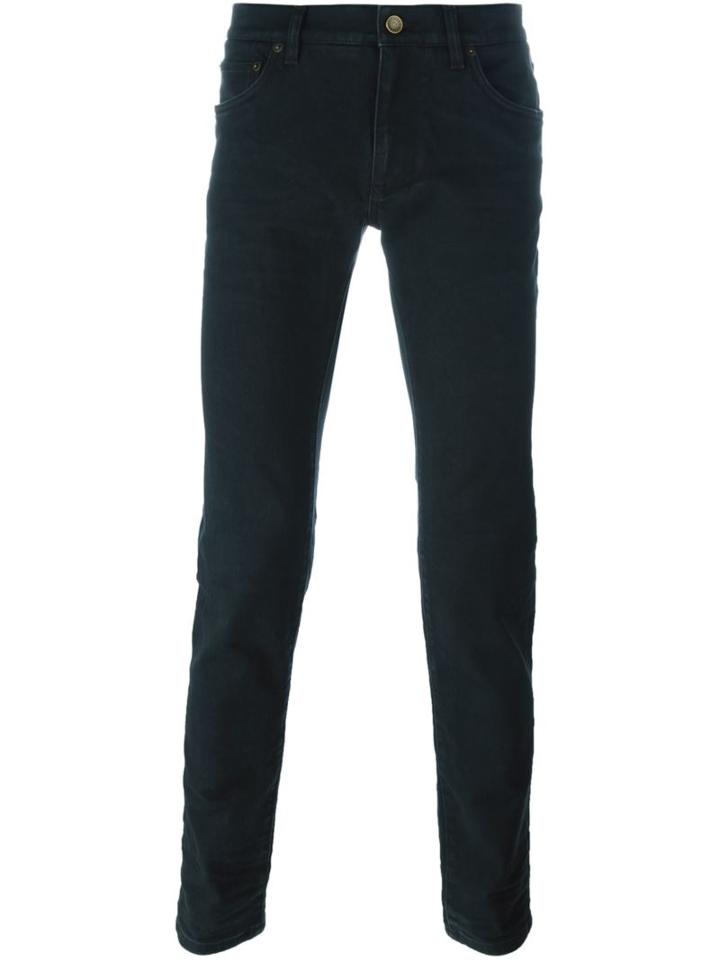 Dolce & Gabbana Slim Fit Jeans, Men's, Size: 50, Grey, Cotton/spandex/elastane/calf Leather