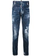Dsquared2 - Distressed Overdyed Jeans - Men - Cotton/calf Leather/polyester/spandex/elastane - 46, Blue, Cotton/calf Leather/polyester/spandex/elastane