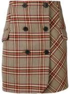 Derek Lam 10 Crosby Plaid Mini Skirt - Brown