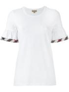 Burberry Checked Detailing T-shirt, Women's, Size: Xl, White, Cotton/spandex/elastane