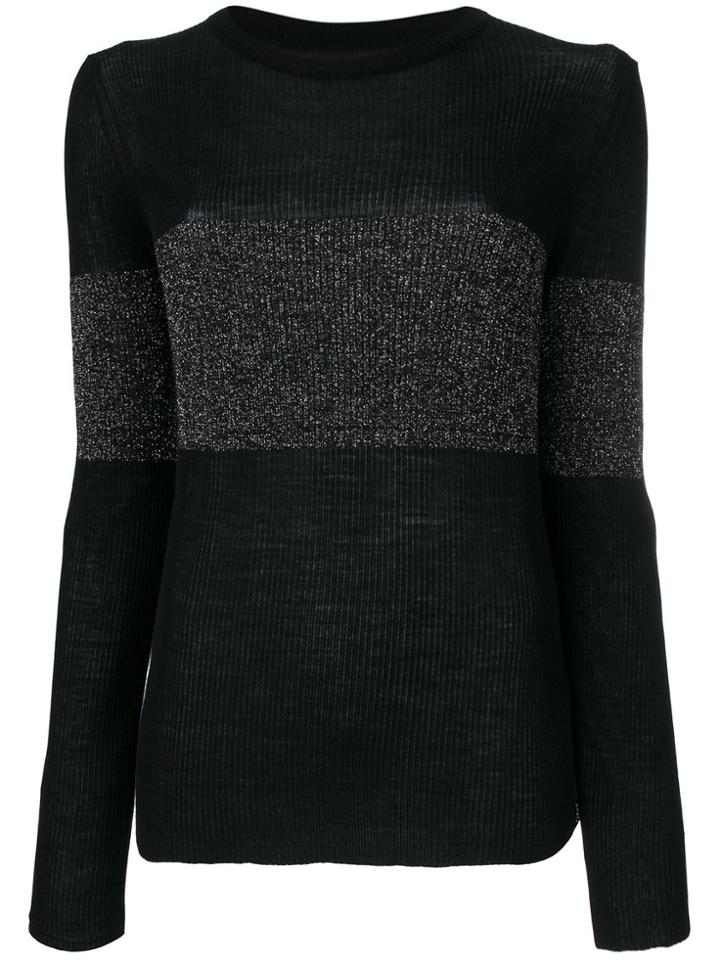 Cashmere In Love Vivien Lurex Stripe Jumper - Black