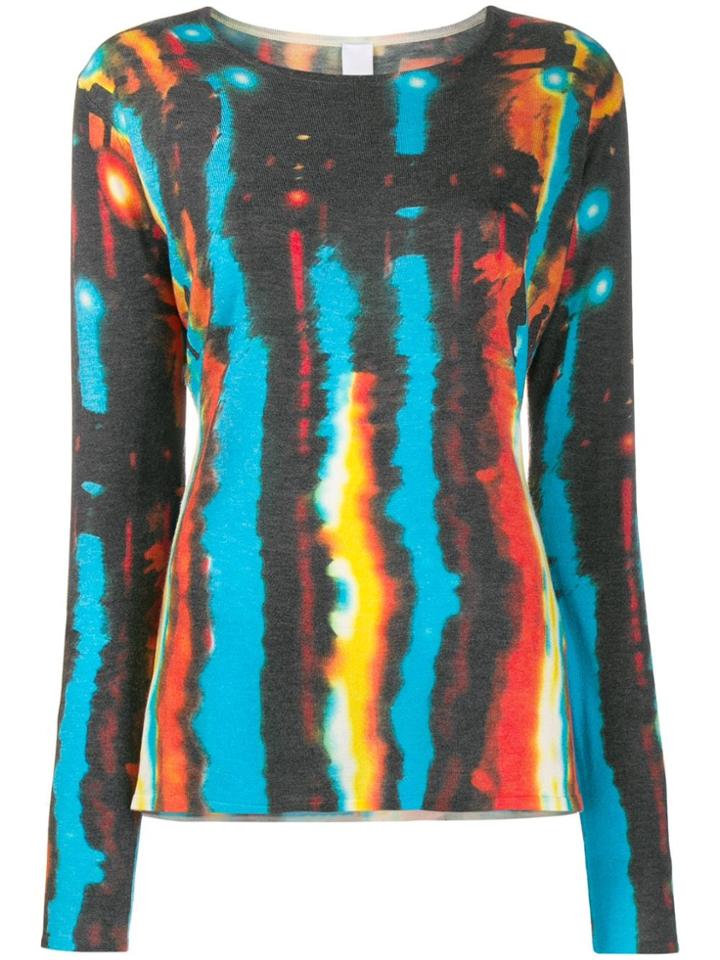 Ultràchic Abstract Print Slim-fit Jumper - Blue