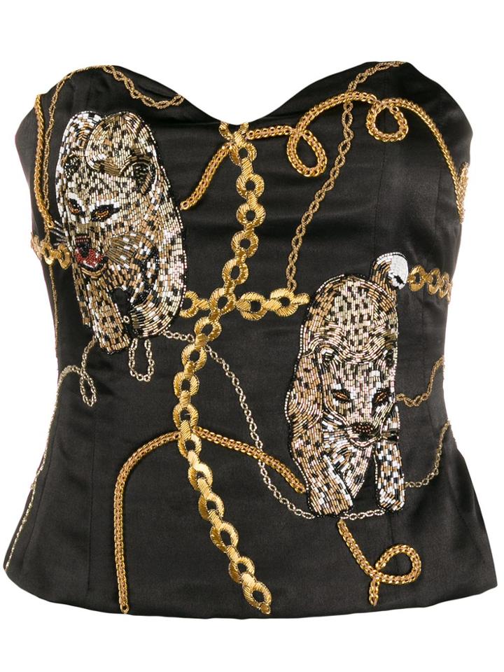 Giuseppe Di Morabito Chain Print Bead-embellished Bustier - Black