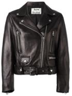 Acne Studios Buckled Biker Jacket, Women's, Size: 38, Black, Cotton/lamb Skin/viscose