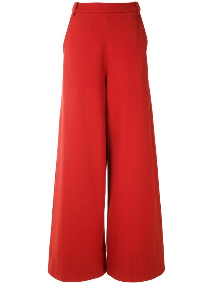 Gloria Coelho Slit Pockets Wide Leg Trousers - Red