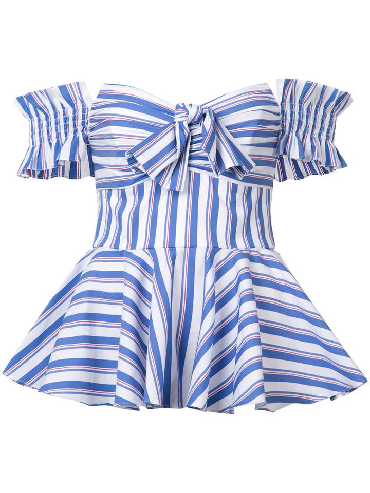 Caroline Constas - Striped Blouse - Women - Cotton/nylon/spandex/elastane - M, White, Cotton/nylon/spandex/elastane