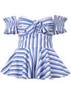 Caroline Constas - Striped Blouse - Women - Cotton/nylon/spandex/elastane - M, White, Cotton/nylon/spandex/elastane