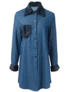 Liska Fur Trim Shirt Dress - Blue