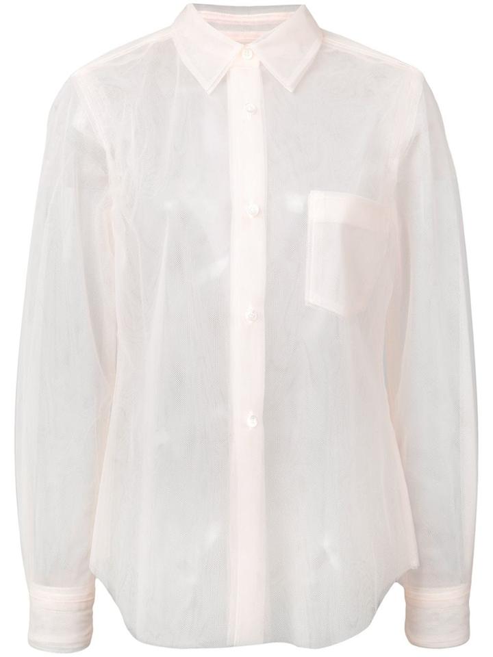 Comme Des Garçons Pointed Collar Tulle Shirt - Neutrals