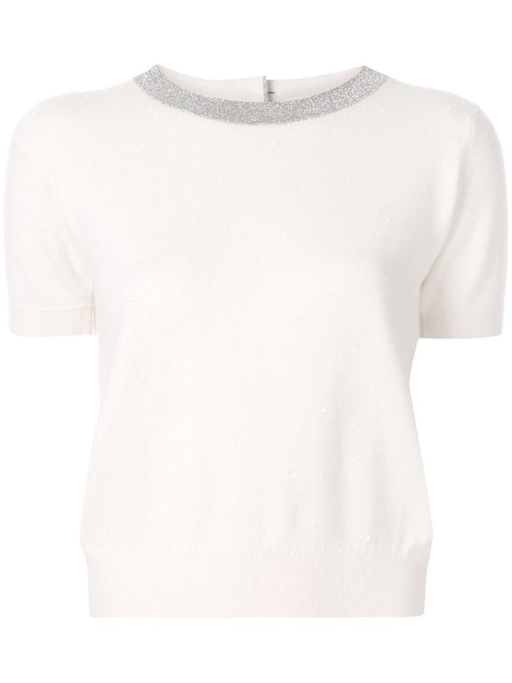 Chanel Pre-owned 1996 Sequin Knitted Top - White