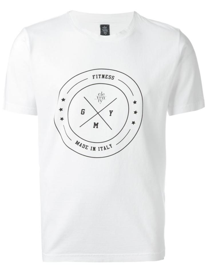 Eleventy Front Print T-shirt, Men's, Size: S, White, Cotton