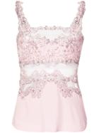 Ermanno Scervino Sheer Lace Panel Cami - Pink & Purple