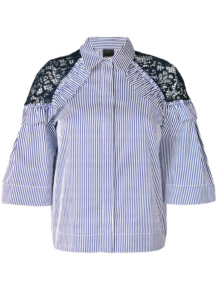 Pinko Lace Panel Striped Shirt - Blue