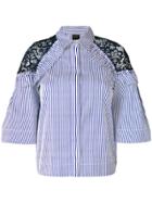 Pinko Lace Panel Striped Shirt - Blue