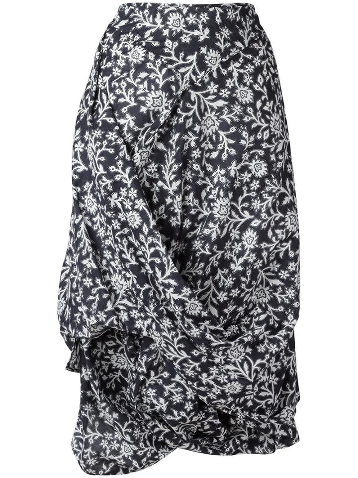 Vivienne Westwood Anglomania Floral Draped Skirt, Women's, Size: 42, Blue, Cotton