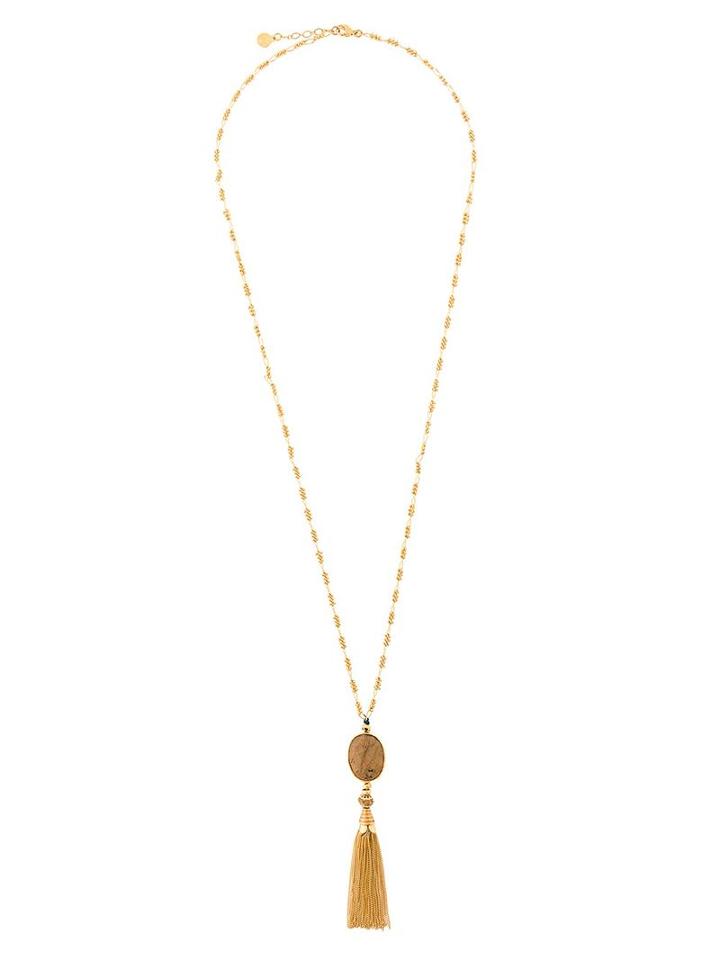 Gas Bijoux 'serti' Pom Pom Long Necklace, Women's, Metallic