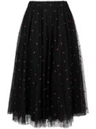 P.a.r.o.s.h. Rose Embroidered Full Skirt - Black