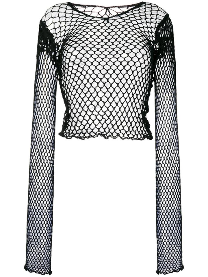 Junya Watanabe Comme Des Garçons Mesh Fitted Top - Black