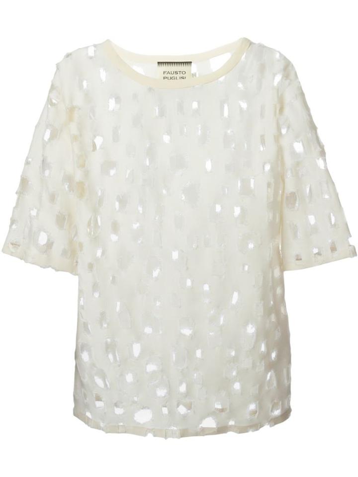 Fausto Puglisi Perforated Blouse, Women's, Size: 38, Nude/neutrals, Silk/cotton