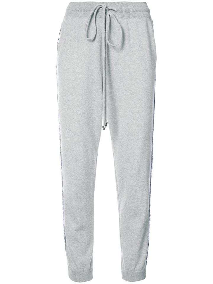 Oscar De La Renta Sequin-embellished Track Pants - Grey