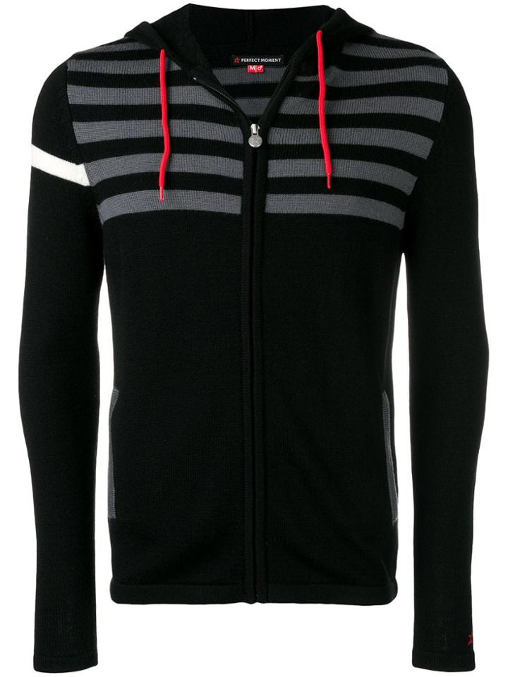 Perfect Moment Stripe Zip Hoodie - Black