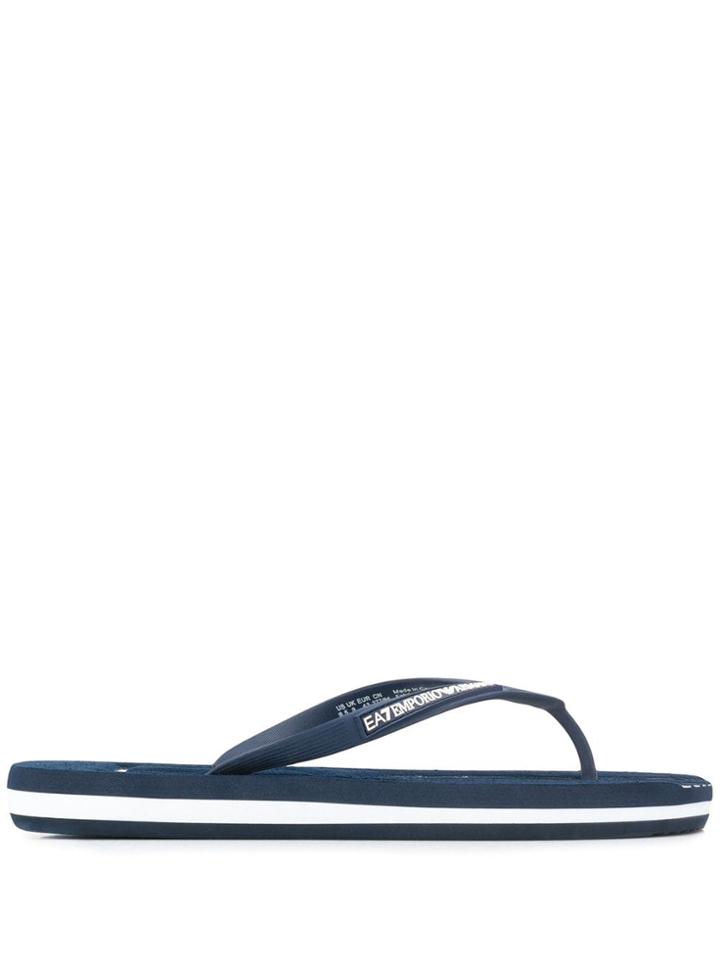 Ea7 Emporio Armani Logo Flip Flops - Blue
