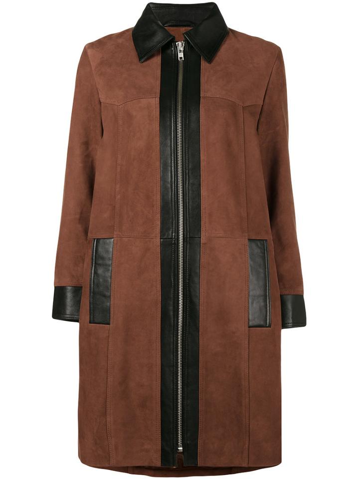 Ganni - Miller Coat - Women - Goat Skin/lamb Skin/polyester - 34, Women's, Brown, Goat Skin/lamb Skin/polyester