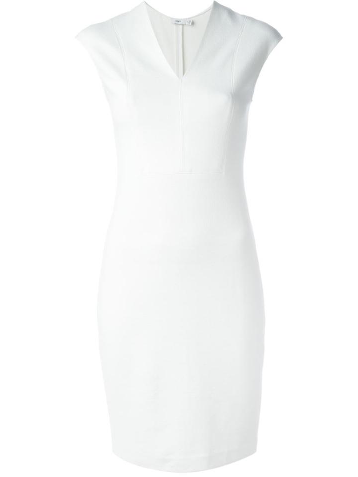 Vince V-neck Dress, Women's, Size: 8, White, Viscose/nylon/spandex/elastane
