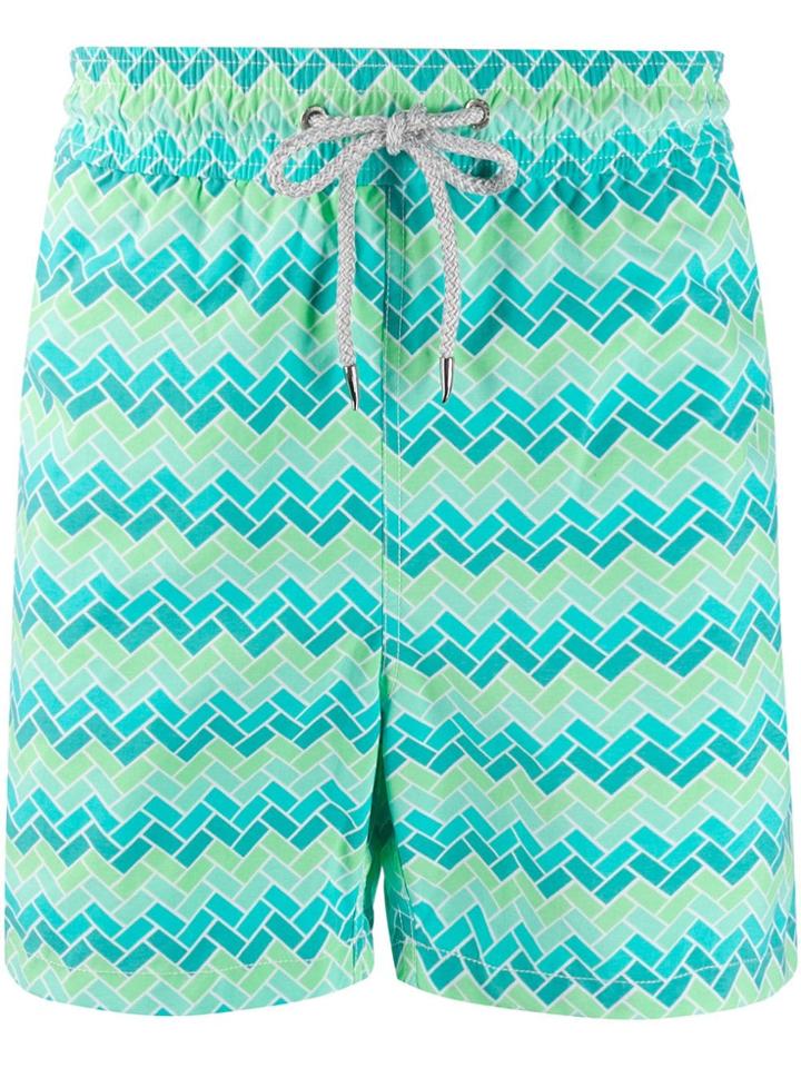 Love Brand Chevron Print Swim Shorts - Green