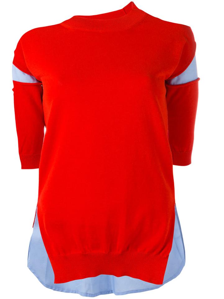 Erika Cavallini Contrast Top, Women's, Size: Xl, Red, Cotton