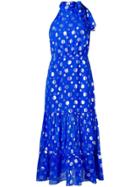 Rixo London Elanor Midi Halterneck Dress - Blue