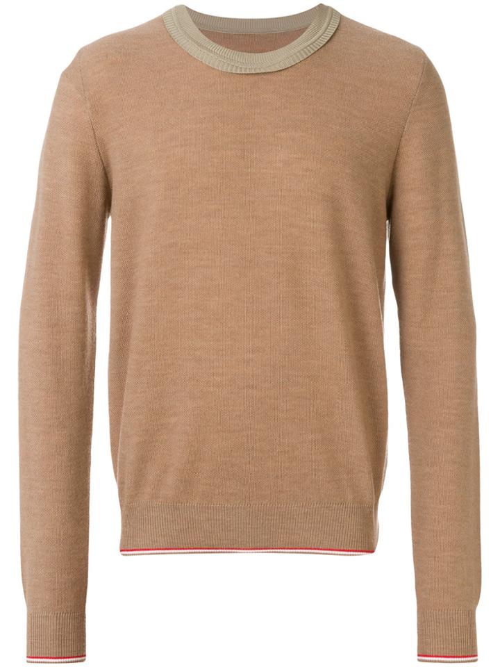 Maison Margiela Crew Neck Stripe Detail Sweater - Brown