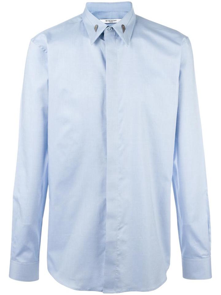 Givenchy Star Collar Tab Shirt, Men's, Size: 41, Blue, Cotton