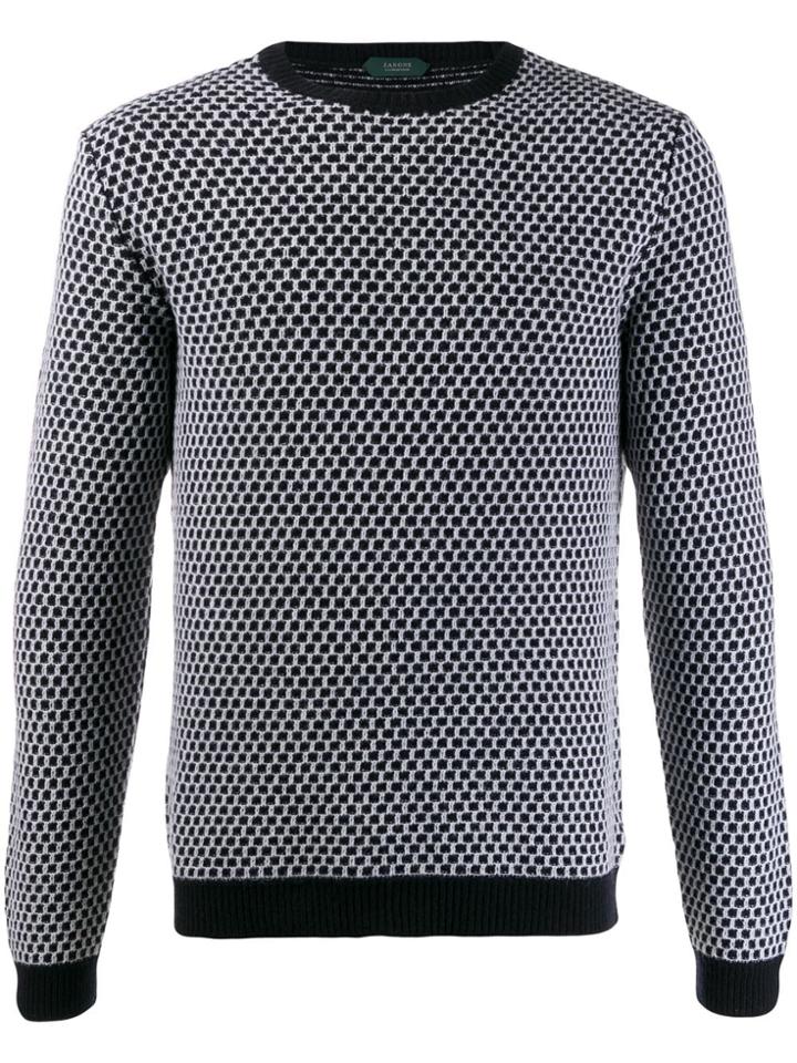 Zanone Patterned Knit Jumper - Blue
