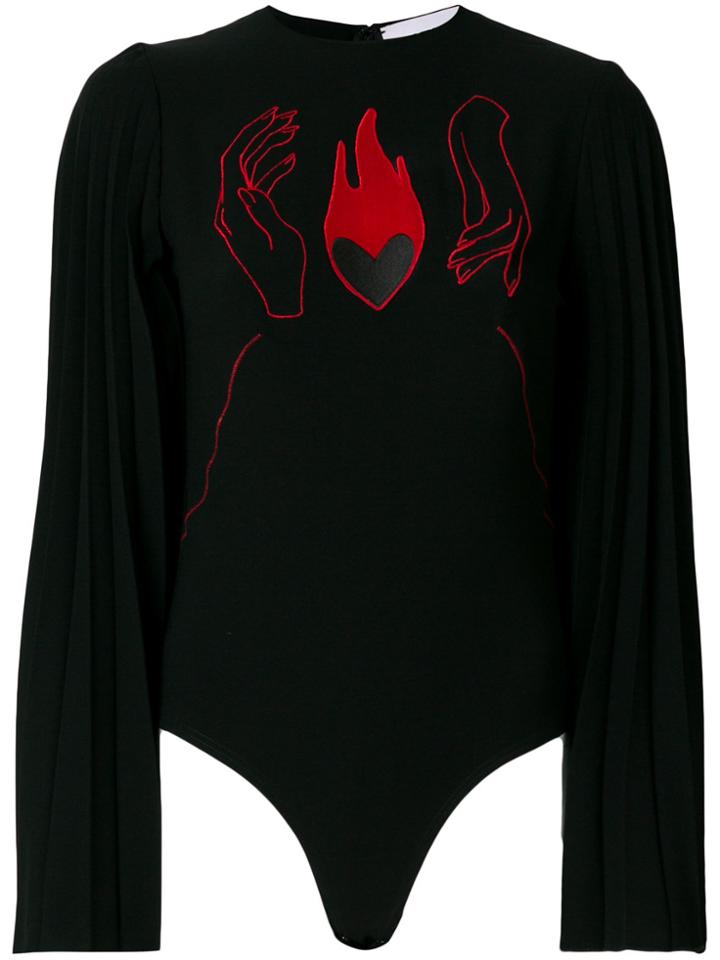 Atu Body Couture Embroidered Heart Blouse - Black