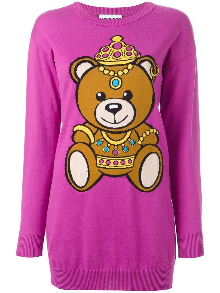 Moschino Bear Intarsia Jumper, Women's, Size: Xxs, Pink/purple, Cotton