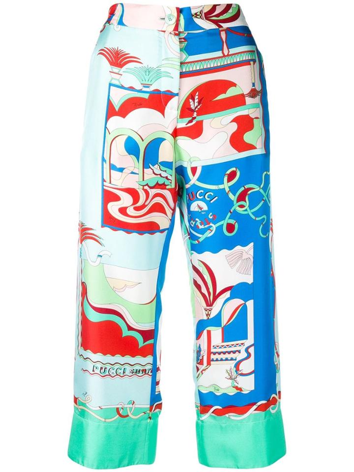 Emilio Pucci La Villa Printed Trousers - 003 Fiordaliso/acqua