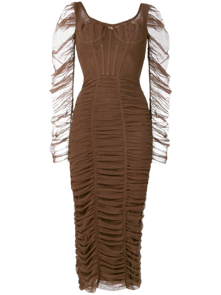 Dolce & Gabbana Ruched Dress - Brown